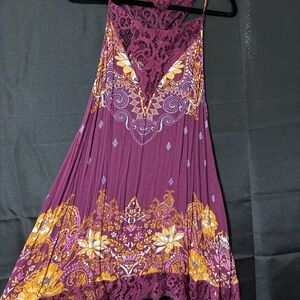 Free People Purple and Yellow Mini Dress